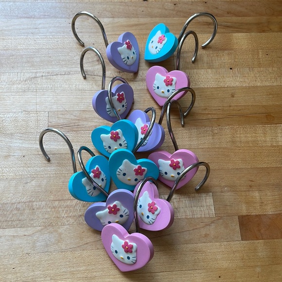 Sanrio | Bath | Hello Kitty Shower Curtain Hooks Pink Purple Blue 2 ...